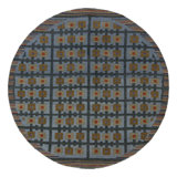 Scandinavian Hand Knotted Wool Geometric Area Rug in Blue, Green, Red, Yellow