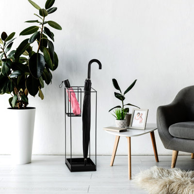 Porte-parapluie robuste en métal, noir, 7,9 x 7,9 x 24,0 pouces | Fabrication 100% durable en métal | Parfait pour le vestibule ou le bureau | Conception élégante et fonctionnelle, garde les parapluies organisés et accessibles