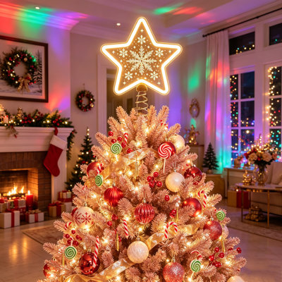 Étoile de Noël lumineuse de 27 cm (10,6 pouces) pour décorer le sapin, le salon, l'entrée et les fêtes de fin d'année. Parfait pour le sapin, le salon et les décorations des fêtes.