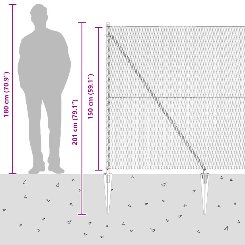 Hexagon Fence Steel, Grey, 150cm H x 5000cm W