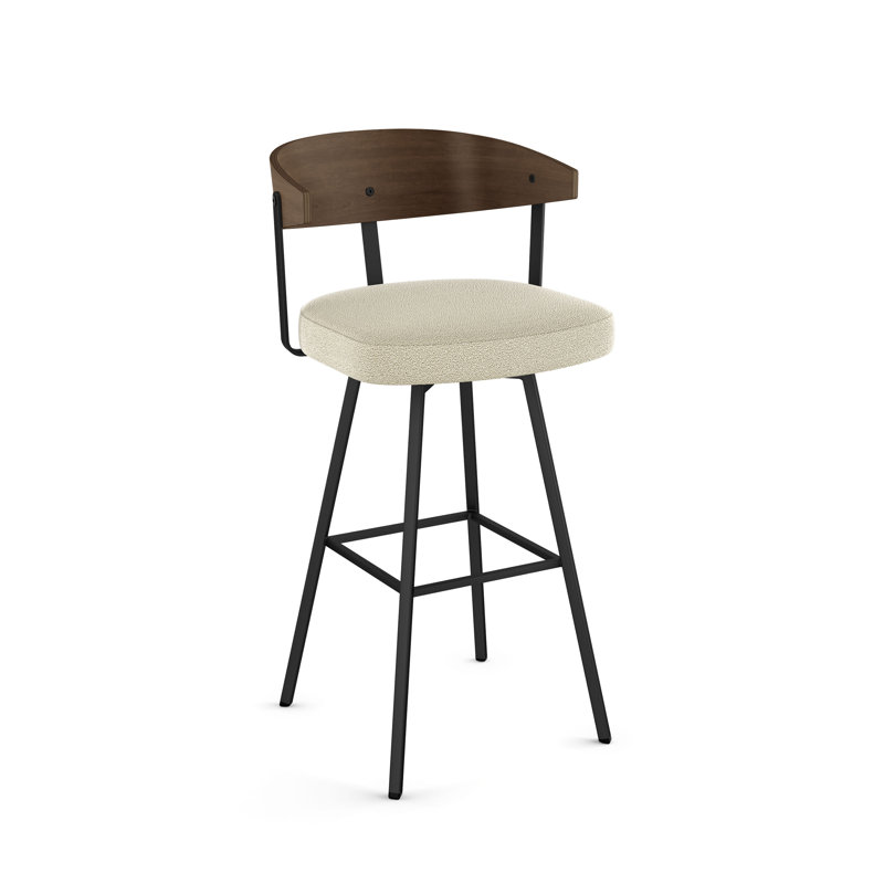 Tabouret de bar et de comptoir pivotant avec dossier en bois Amir, Tabouret de comptoir (siège d'une hauteur de 25,2