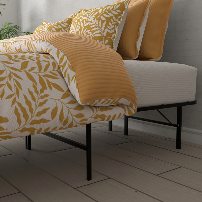 Très grand lit plateforme en acier noir - conception, installation d'outils, rangement facile sous le lit, support de 2 000 livres, convient à tous les matelas