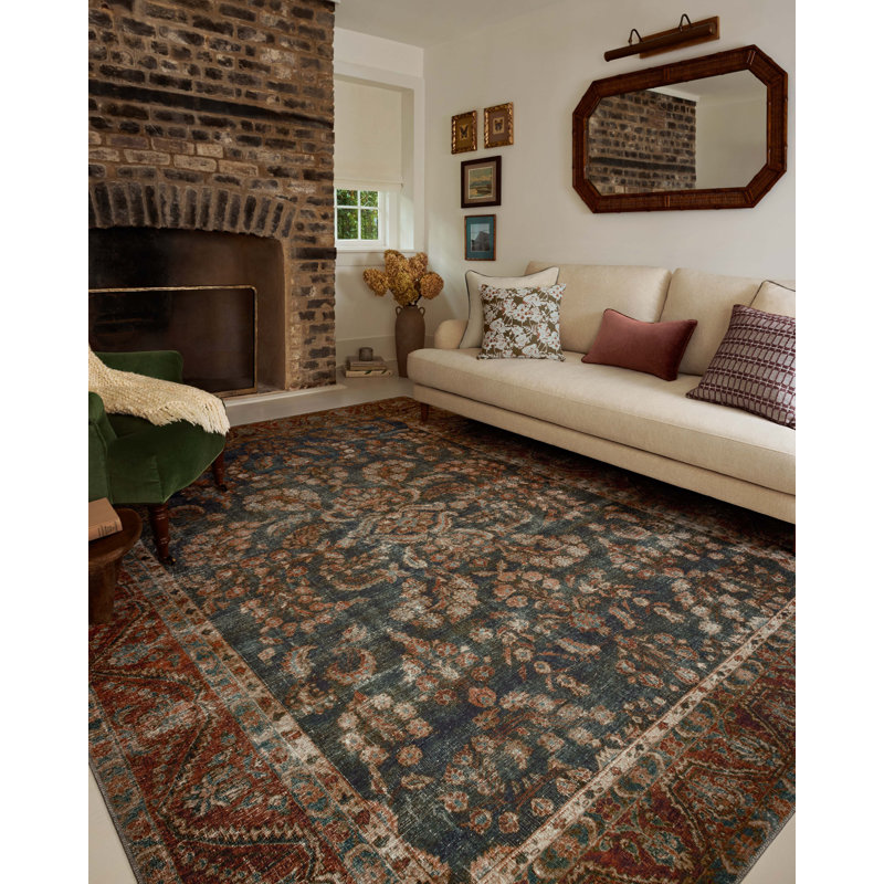 Chris Loves Julia x Loloi Jules Ocean / Spice Area Rug, Square 1'6"