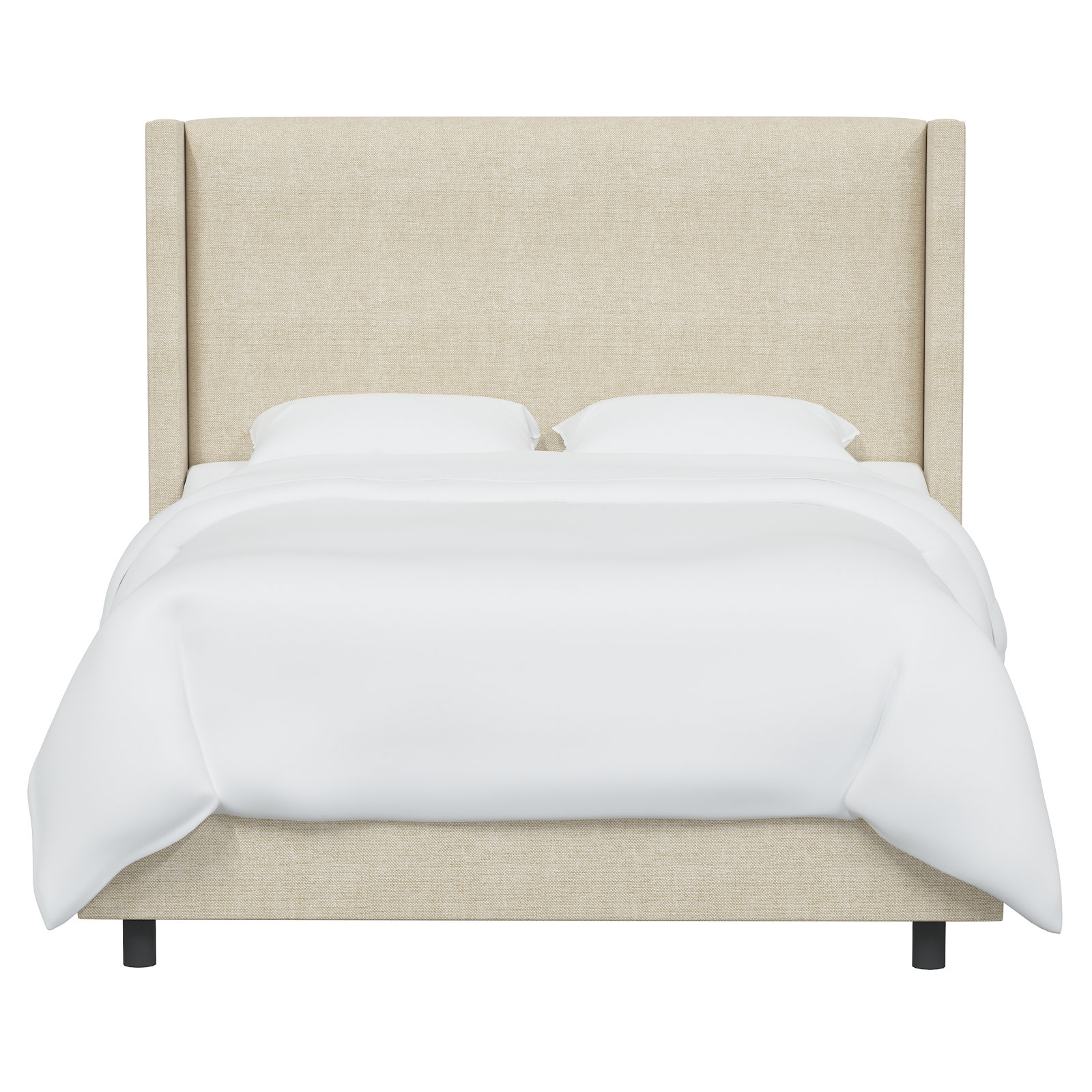 Benson Upholstered Wingback Bed, Beige, King