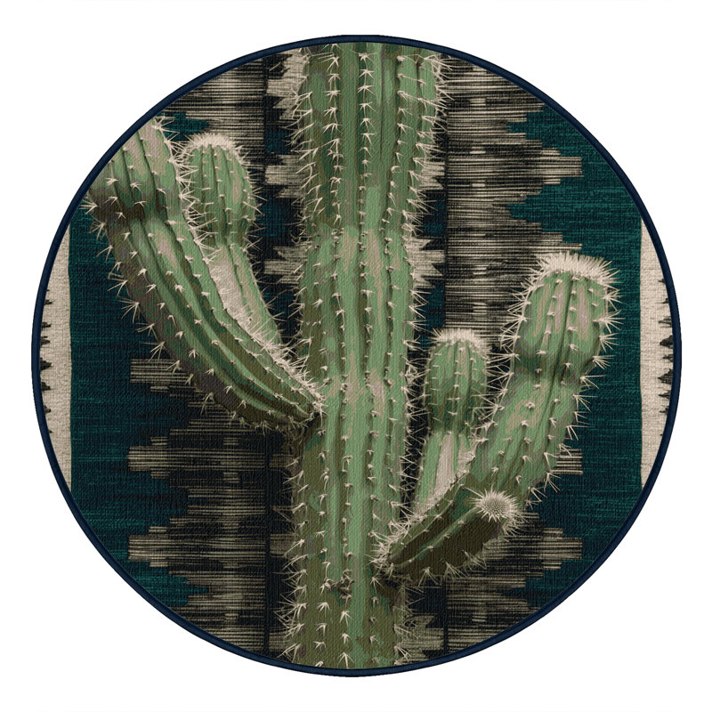 Tapis lavable argenté Cholla Southwestern, Rond 6 pi