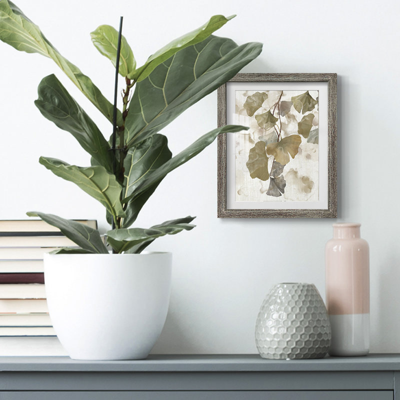 Ginkgo Accent I - impression encadrée, Vieilli, H 19,5 po x l 16,5 po