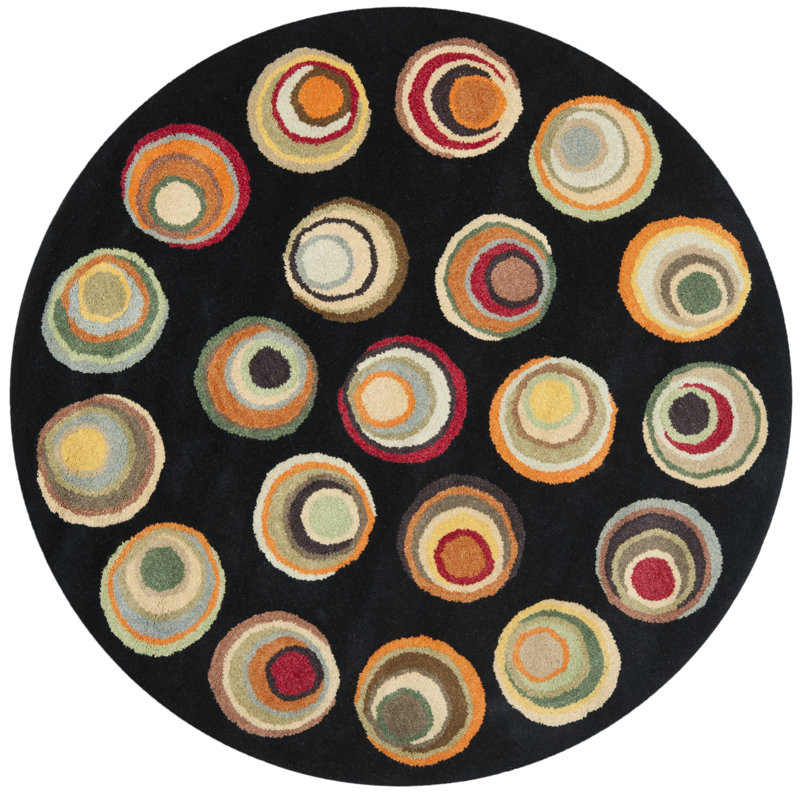 Candelo Hand Tufted Wool Geometric Rug, Round 6'