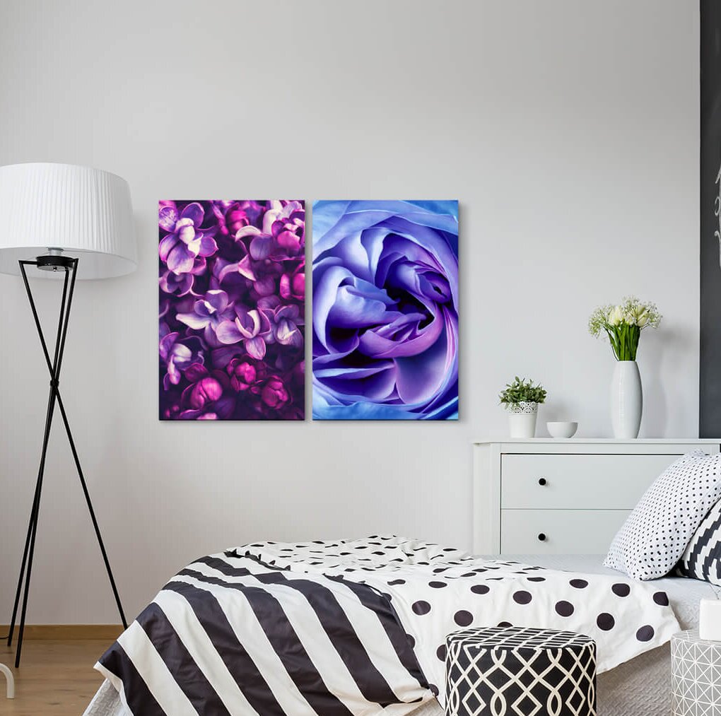 2-tlg. Leinwandbilder-Set - Fotografie „Orchids Rose Blossom Blue Pink Scented Summer”