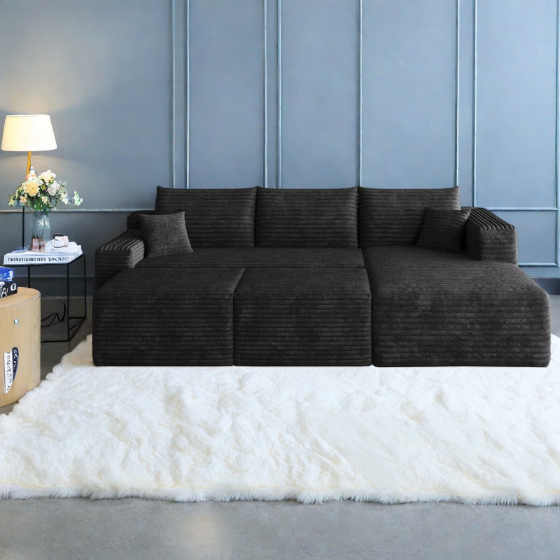 Canapé modulaire en velours côtelé 95 pouces