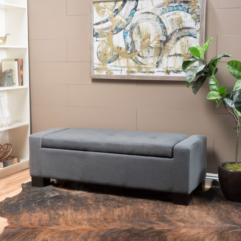 Modern Ottoman Storage Bench For Living Room, 16.5" H x 38.25" W x 19.25" D, Charcoal