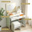  Vanity Desk With 3 Colors Led,Power Outlet and makeup organizer,makeup table with comfy chair and hair-dryer holder, White
