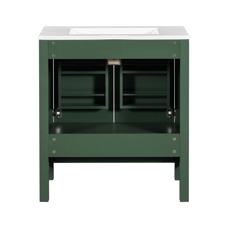 Armoire de salle de bain à double vasque, meuble-lavabo moderne élégant 60 po, avec rangement fonctionnel, Green
