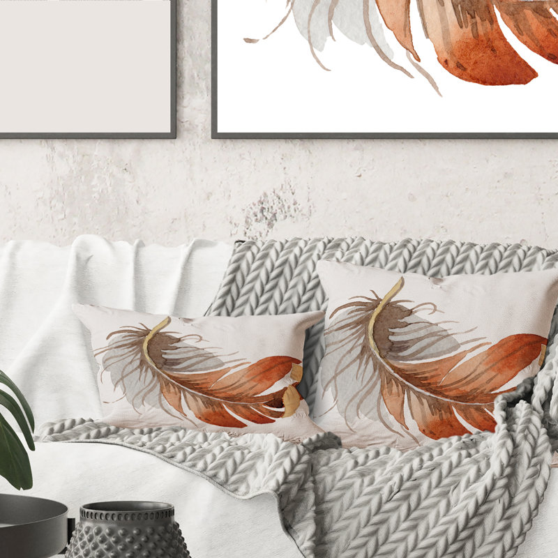 Ethnic Bird Feather Rectangular Pillow Cover & Insert