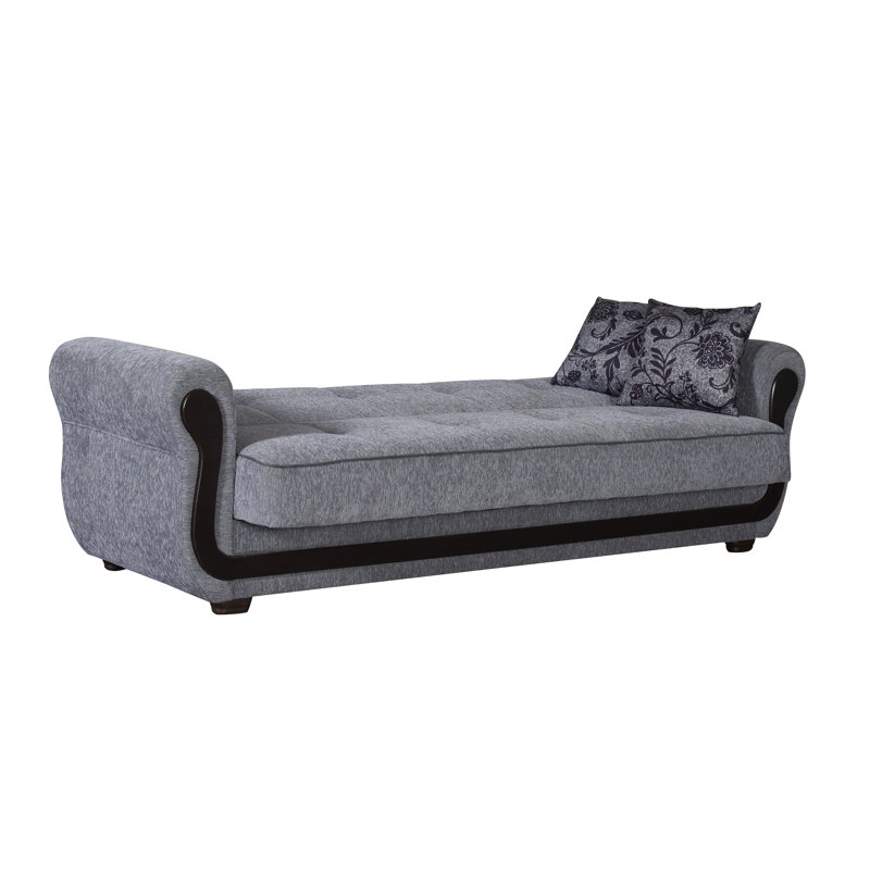 Canapé-lit en coton à accoudoirs arrondis de 91 po Zaylee, gris