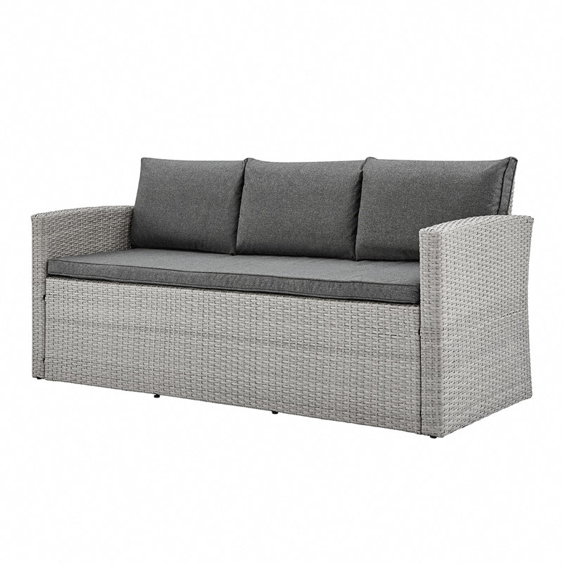 Two Tone Grey Rattan Dark Grey Cushions 5 Pcs Sofa Garden Furniture, Grey