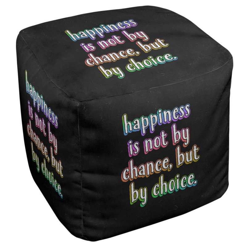 Upholstered Ottoman, Black/Purple/Yellow