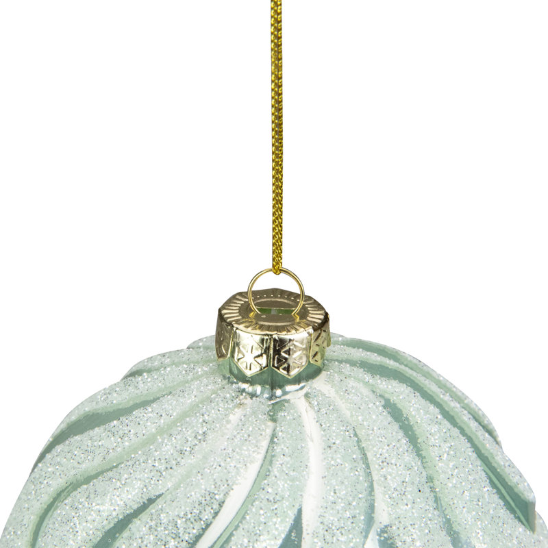 Ornement boule de Noël en verre scintillant vert 4 po