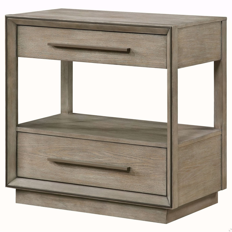 Table de chevet 2 tiroirs Taupe