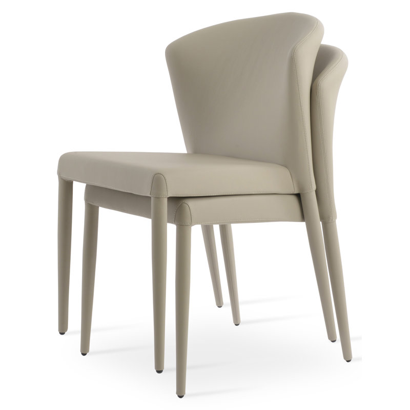 Capri Full Upholstered Stackable Chair, Bone Faux Leather