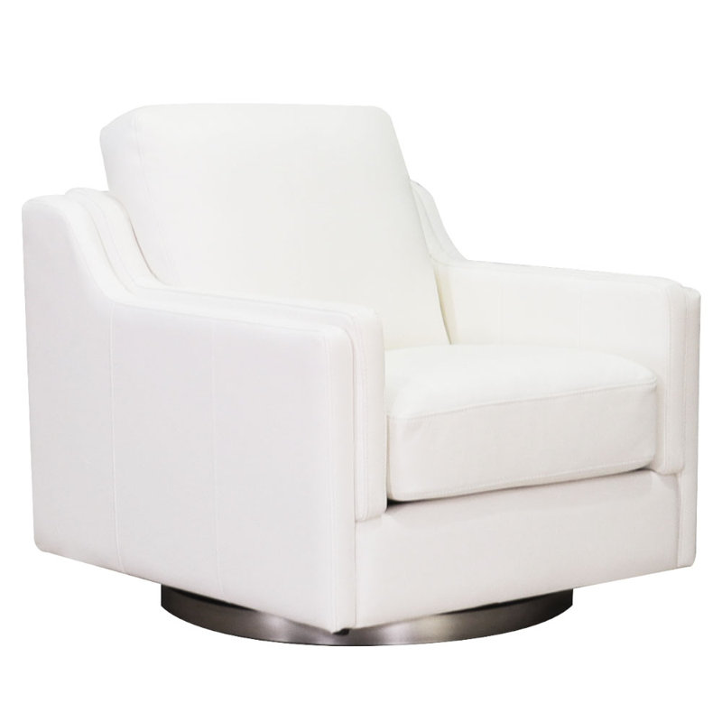 Fauteuil pivotant en cuir fleur Dianet, Cuir véritable perle Bella Pirouette