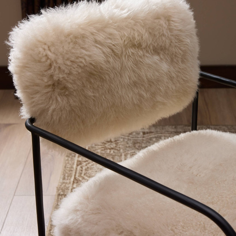Fenn Desk Chair-Crypton Nomad Mushroom, Champagne Mongolian Fur
