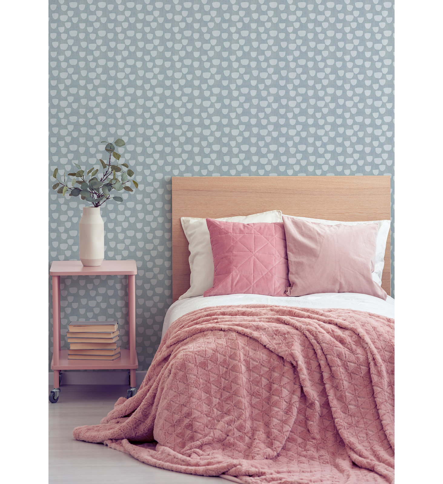 Paper Cups Self-Adhesive Wallpaper, Pewter Blue, Non-pasted, Paper