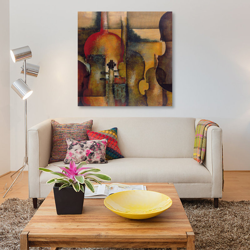 « ode to music i », impression sur toile, H 26 po x l 26 po x P 1,5 po, Pas de tapis, Toile avec cadre noir