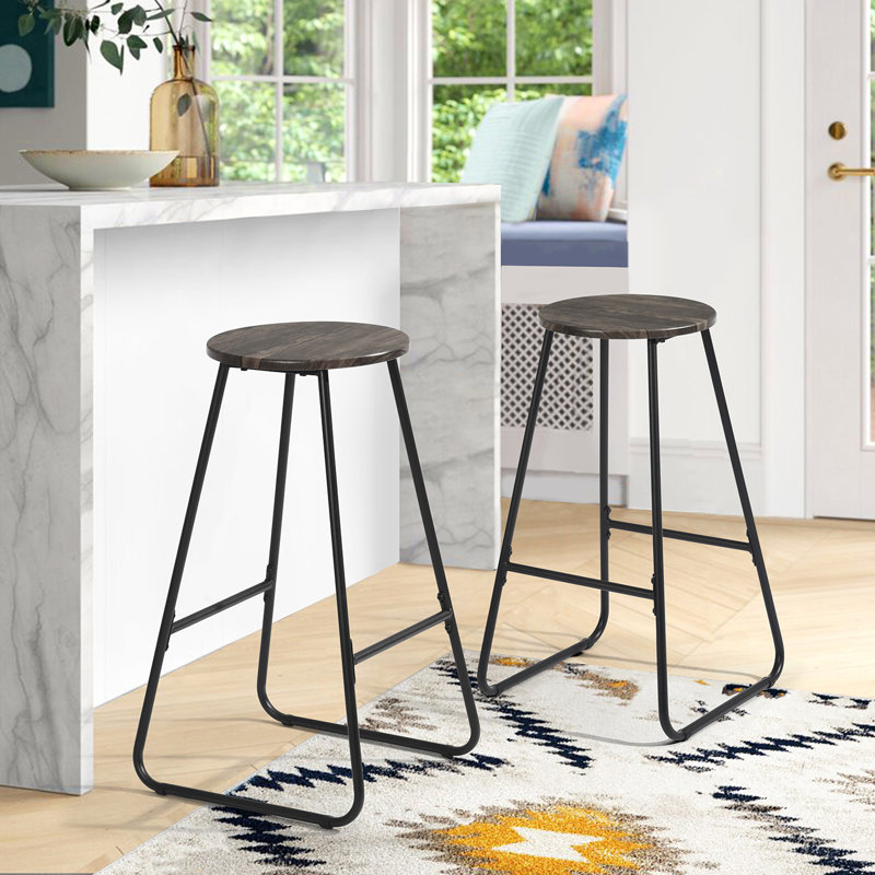 Counter Stool with Metal Frame, Dark Brown