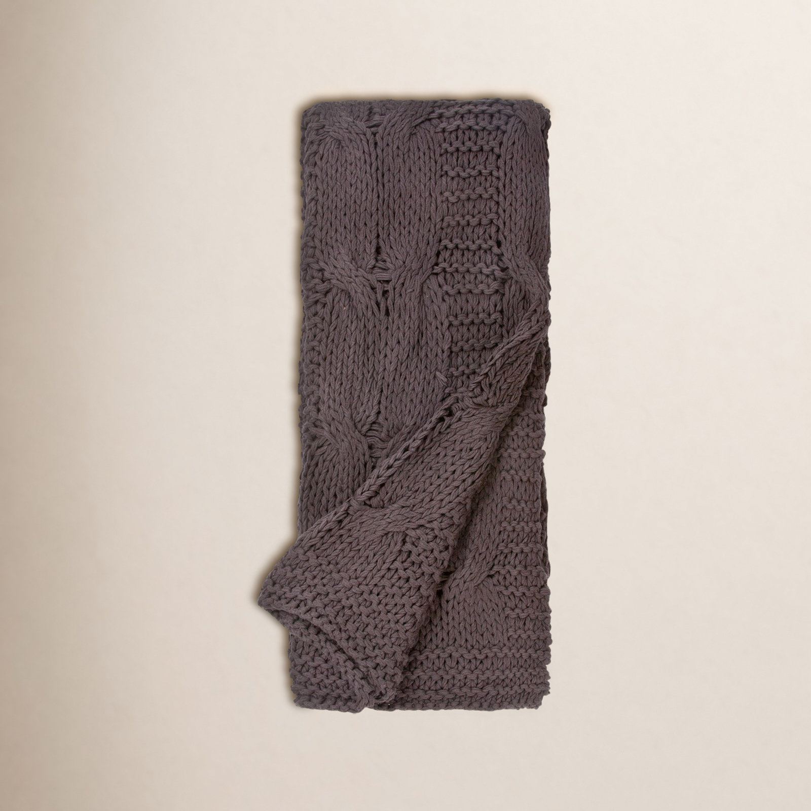 Woodham Knit Throw Blanket, Charcoal