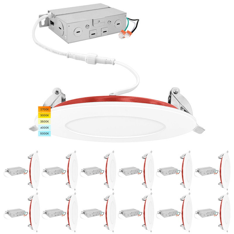 5'' Selectable Color Temperature Dimmable Air-Tight IC Rated LED Canless Recessed Lighting Kit