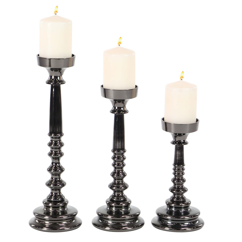 Metal Tabletop Candlestick, Black
