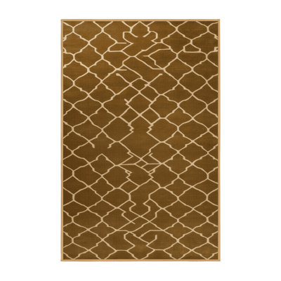 Machine Washable Trellis Brown Area Rug