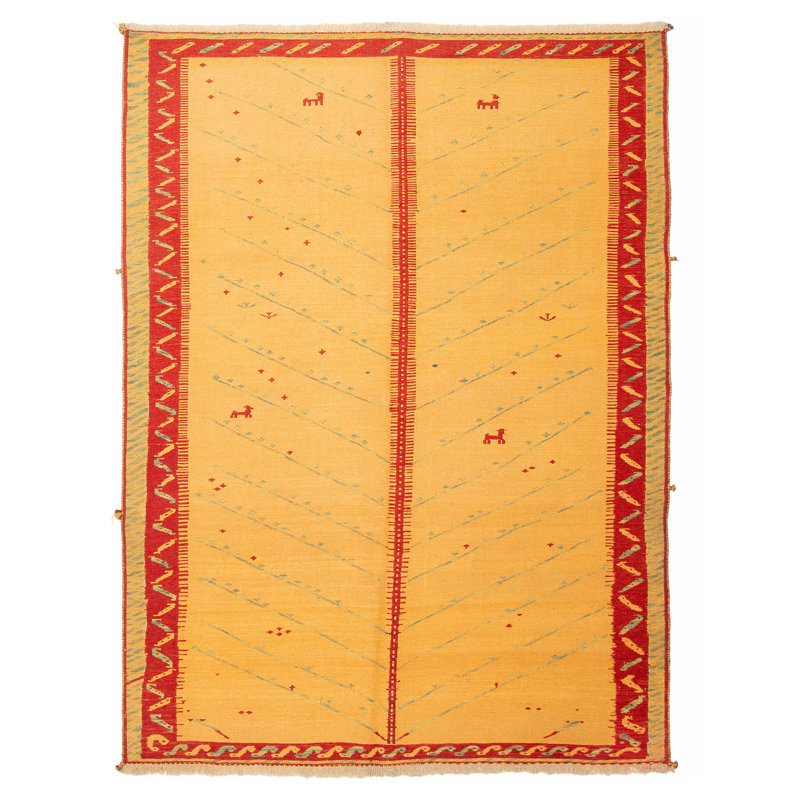 Tapisserie Kashkuli kilim orange 5 pi 8 po x 7 pi 9 po
