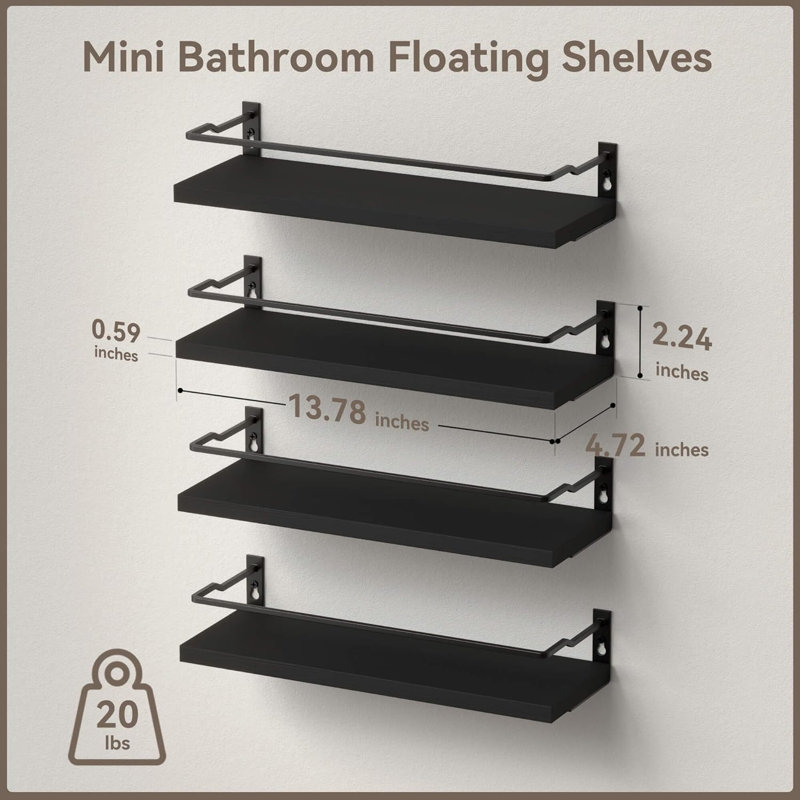 Haddam Bathroom Shelves, Black, 4