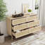 Commode à 6 tiroirs en rotin pour chambre à coucher, commode moderne avec poignées en bois, rangement spacieux pour le salon et le couloir