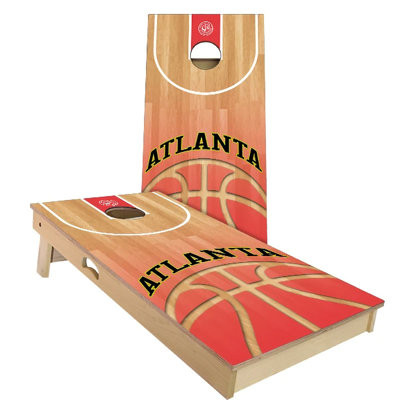 Atlanta Basketball Cornhole Board Set | Includes (2) Boards, (8) Bags & Optional Accessories