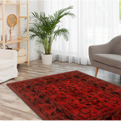 Fracine One-of-a-Kind 3'2" X 4'11" New Age Wool Area Rug in Mohammadi Red