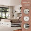 Élégant grand lit escamotable avec station de charge - Armoire de rangement de style campagnard pour chambres d'amis et petits espaces-952425289