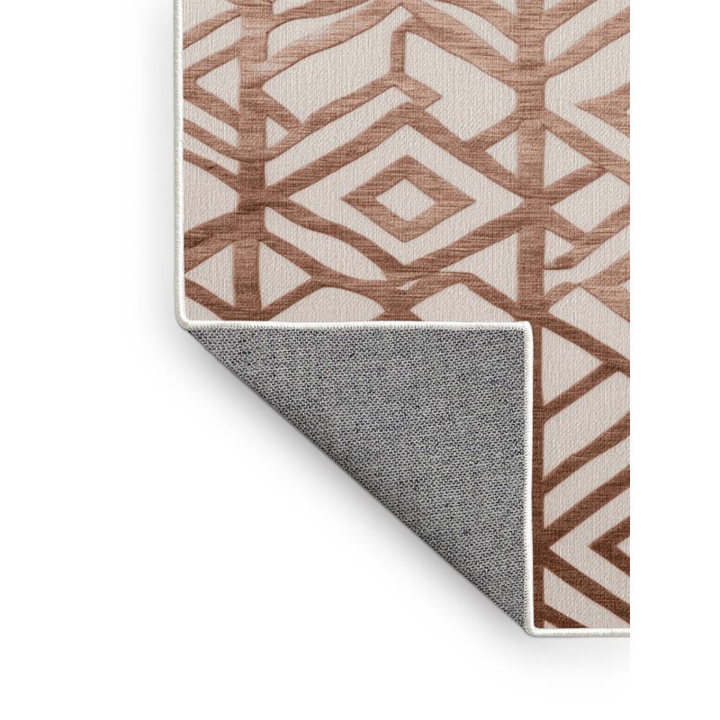 Machine Washable Trellis Beige Area Rug, Square 8'
