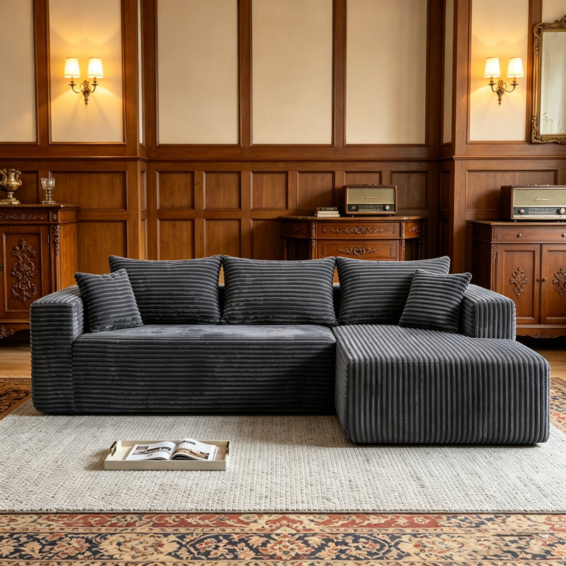 92.5" Sectional Couches For Living Room Modern Modular L-shape Cloud Sofa Compression-boneless Deep Seat Couch With Chaise No Assembly Required Left Grey