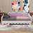 Twin Extending Modern Upholstered Princess Daybed With Crown Headboard And LED Lights-96171105