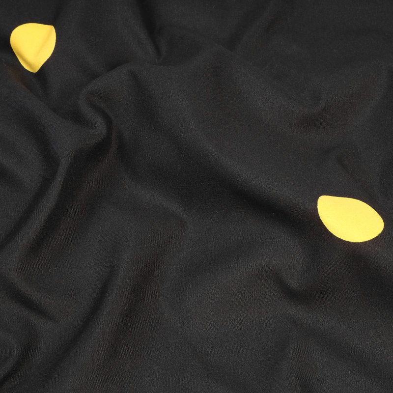 250TC Brushed Microfiber Duvet Cover Set with Pillowcases (3 in 1), Black/Yellow Polka Dots