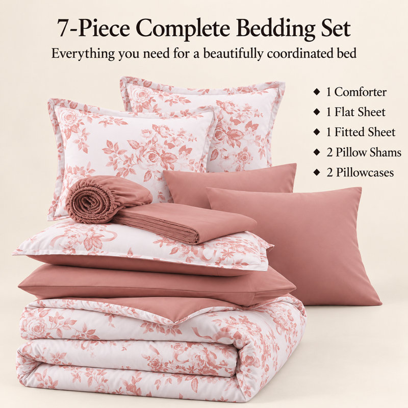 Ensemble de couette fleurie pour lit queen, parure de lit à fleurs roses, ensemble de lit fleuri vintage doux, couette légère toutes saisons