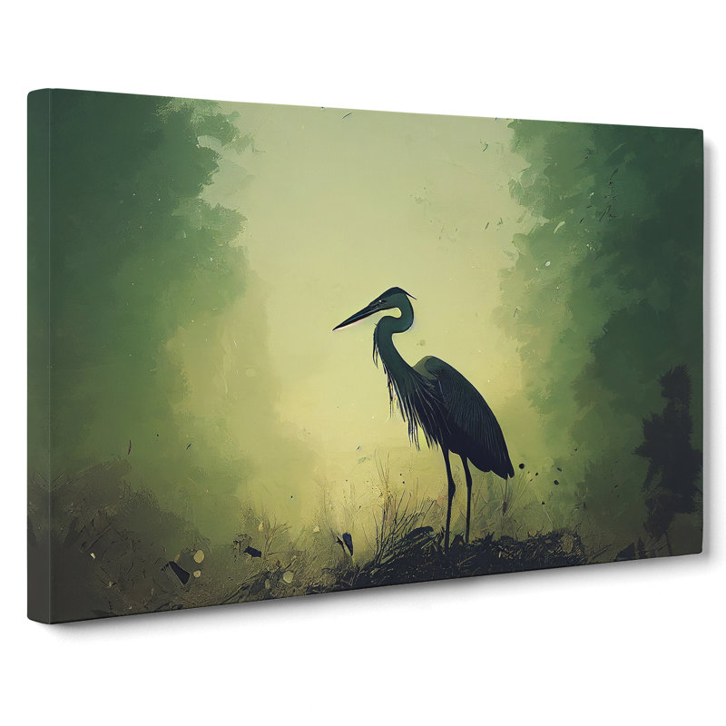 Heron Bird Art Painting - Wrapped Canvas, 40cm H x 60cm W x 3cm D