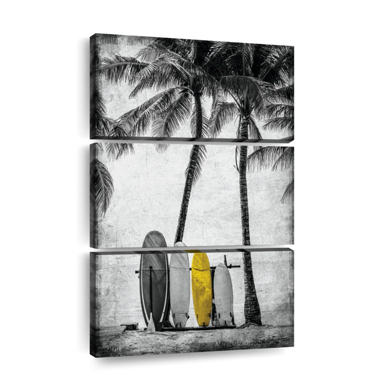 «Surfing Surfboard Pop», ensemble de 3 reproductions sur toile par L. C. Sutton Creations, H 32 po x l 20 po x P 1,25 po