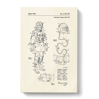 Space Suit Patent - Wrapped Canvas Print