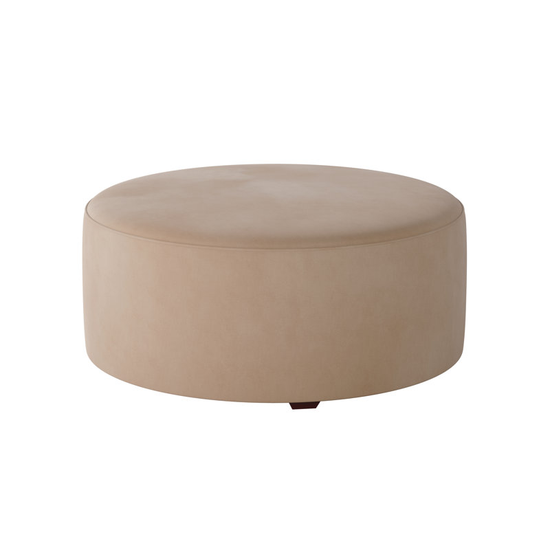 Weigand 39" Wide Round Abstract Cocktail Ottoman, Bella Blush Polyester