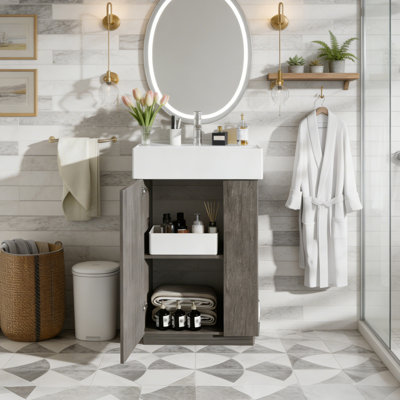 Meuble-lavabo 21,6 po avec lavabo en céramique