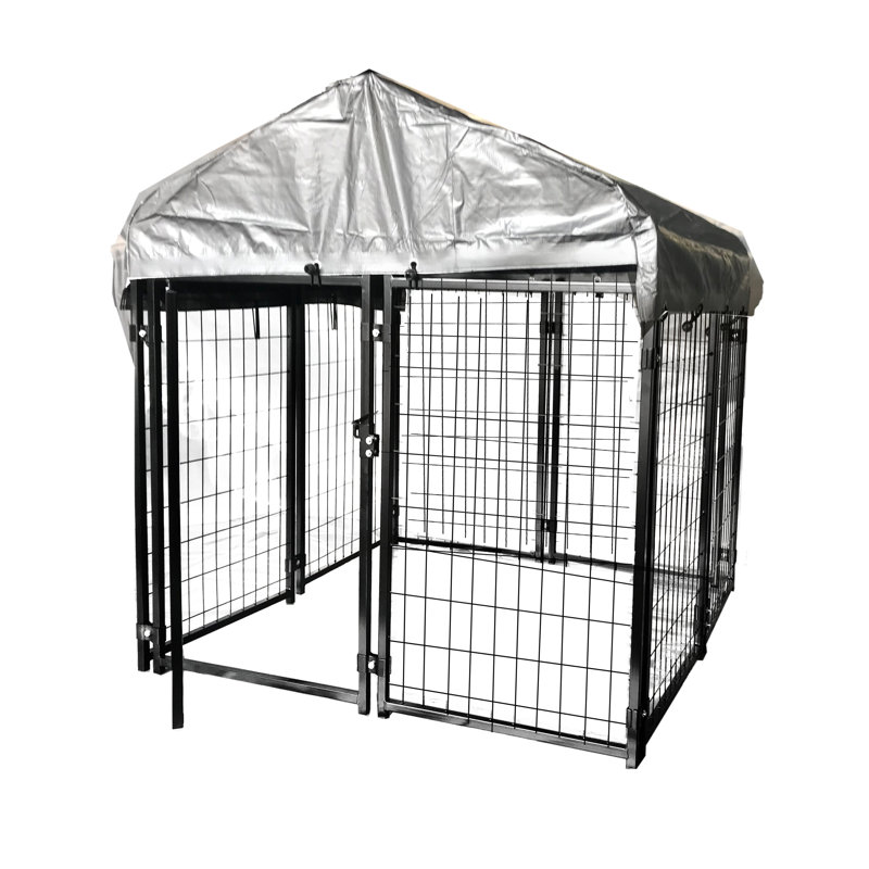 Ensemble extensible pour chenil et parc pour chien avec toit et housse de pluie - 5 x 5 x 3 pieds - Noir, H 48 po
