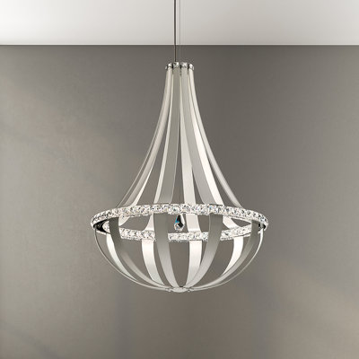 Crystal Empire LED 12 Light 20.5in x 27in Chandelier in White Pass with Clear Radiance Crystals